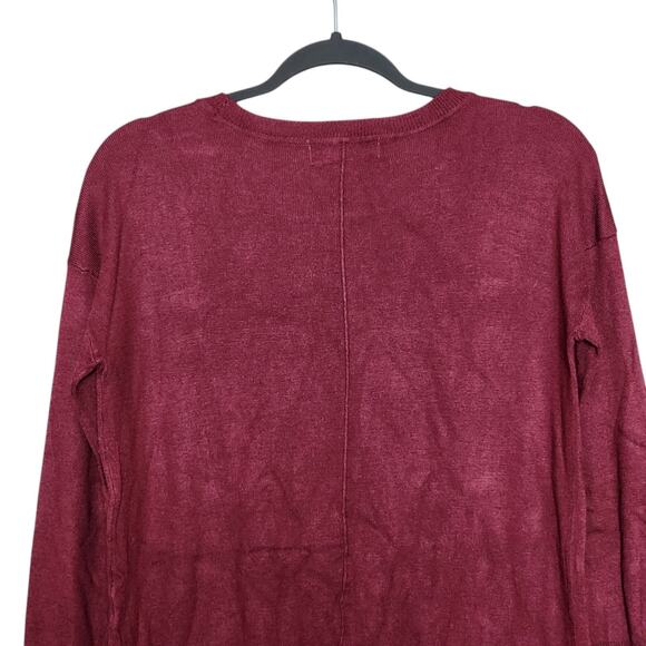 Pink Republic Womens Pullover Sweater Size L Dark Red Long Sleeve Split Seam - Picture 10 of 13